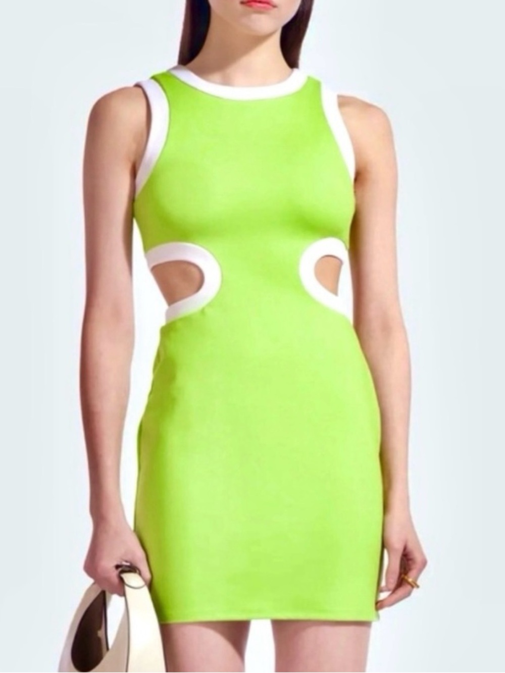 Staud Retro Lime Green Cutout Bodycon Dress
